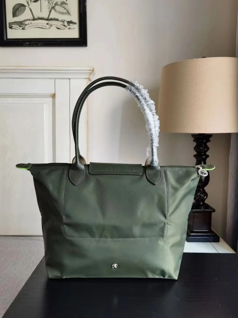 Bolsa de Nylon Dobrável para Mulheres, Sacola Clássica, Bolsas de Ombro Bordadas, Bolsa de Compras Commuter, Moda, Lady