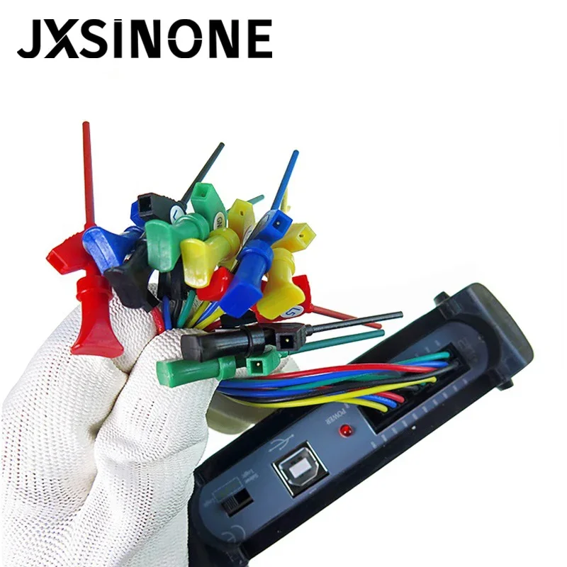 JXSINONE P1512D Mini Grabber SMD IC Test Hook Clip Jumper Probe Test Lead Kit Silicone Soft Dupont Cable for Logic Analyzer