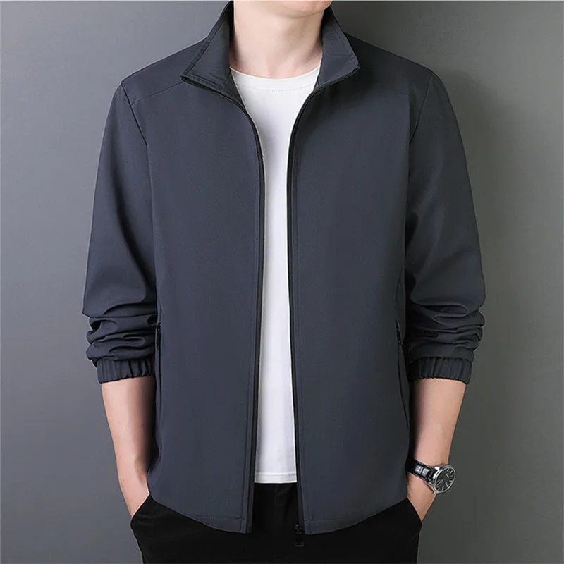 Jacket Men Stand Collar Outwear Spring Autumn Windproof Casual Jackets Male Solid Fashion Classic Style Loose Coat Plus Size 5Xl