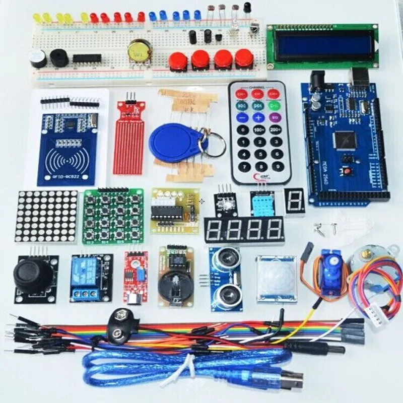 mega 2560 r3 zestaw startowy serwomotoru RFID ultradźwiękowy przekaźnik zasięgu LCD dla arduino