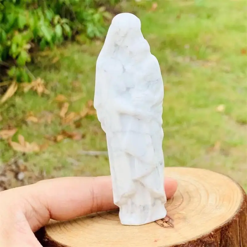 

Статуэтка резная ручной работы с натуральной Мадонной резьбой Howlite 10 см, лечебное украшение рейки, украшение для комнаты, 1 шт.