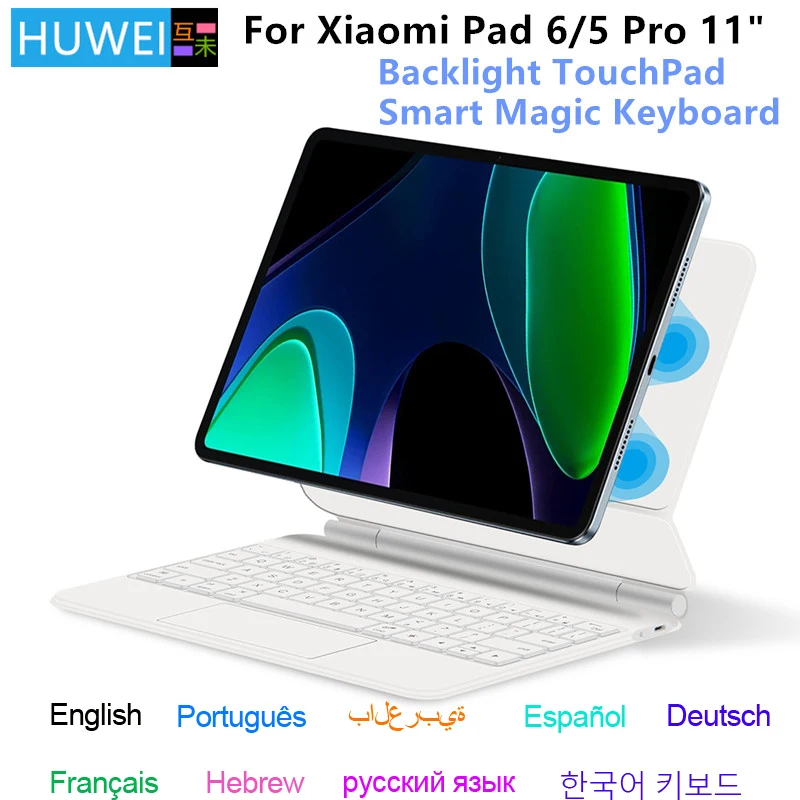 Magic Keyboard for Xiaomi Pad 6 2023 Mi Pad 6 Pad6 5 Pro 11"Adjustable Stand Case Backlight Touchpad Keypad Multi-Language