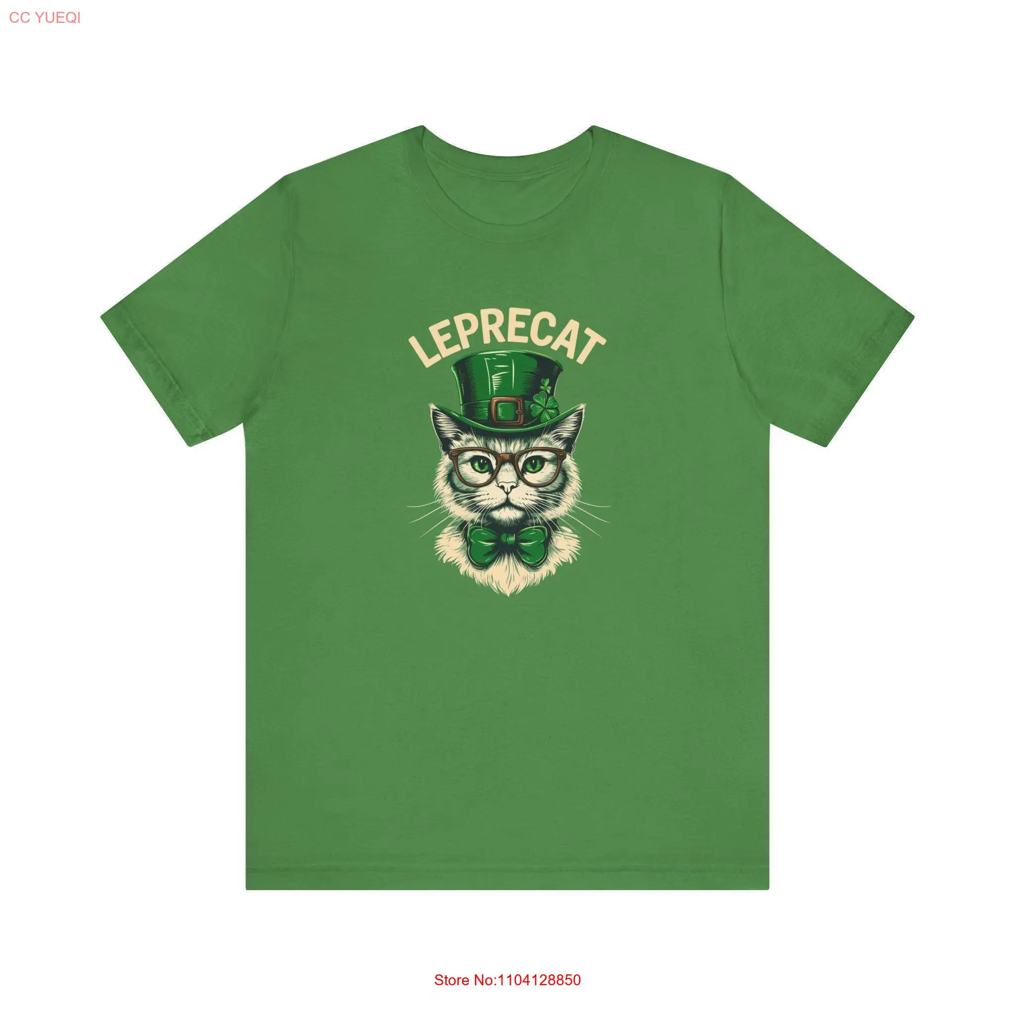 

Leprecat St Patricks Day T Shirt Funny Cat for Lovers long or short sleeves