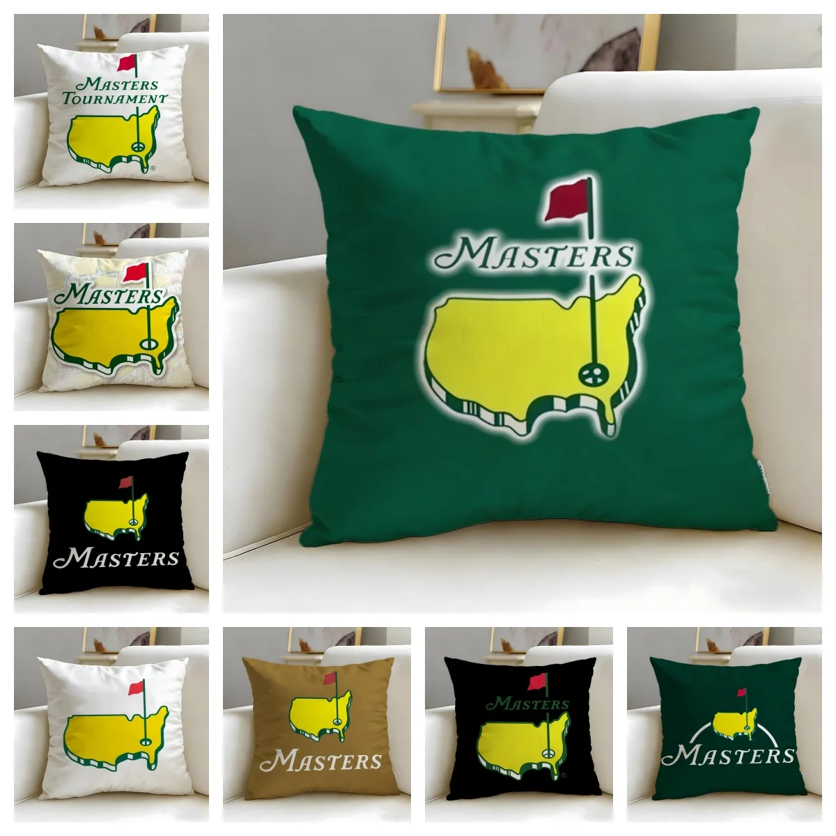 1pc Golf Sports Pillow Cover, Polyester 2D Double-Sided Printed Cushion Case, Masters Tournament Throw Pillow, Home Decor, Ideal