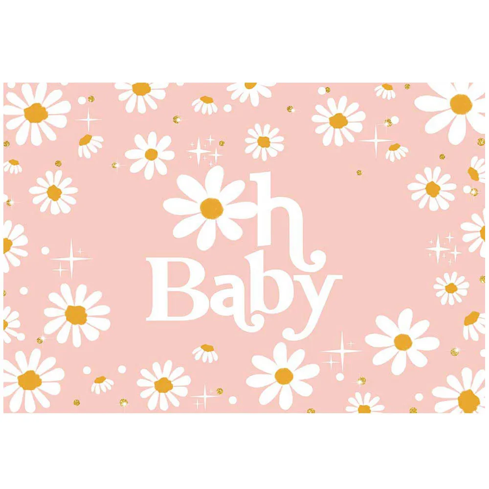 Mocsicka Daisy-telón de fondo para Baby Shower, decoración de fiesta de bienvenida para niña recién nacida, fondo fotográfico, pancarta de mesa de pastel rosa, accesorios de estudio fotográfico
