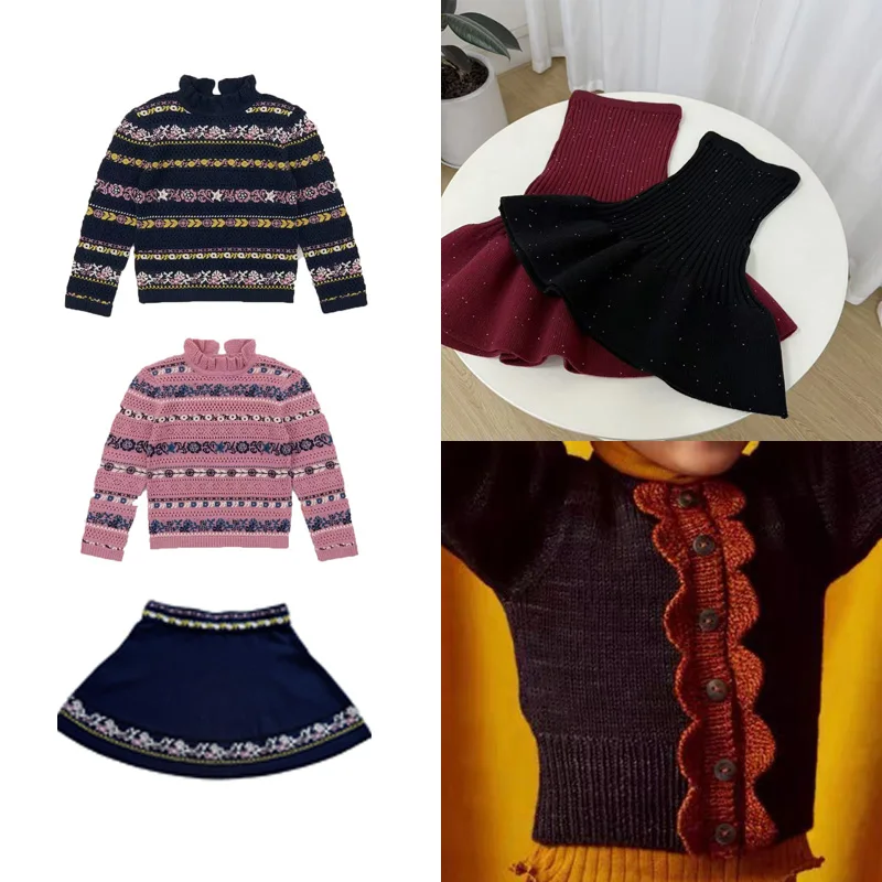 

PER-SALE 2025 MP NEW Autumn Baby Girls Sweaters Print Kids Long Sleeves Sets Girls Skirts for Children Clothes Fashion Set