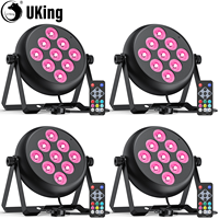 U`King 4PCS Round LED Par Lights With 9x4W RGBW LED Beads DMX512/Remote Control 40W Stage Lights For DJ Disco Wedding Party