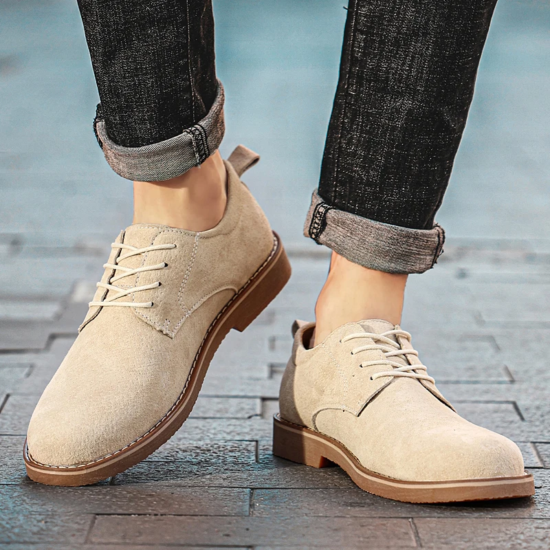 

Новинка 2025 года: повседневная рабочая обувь с низким берцем из натуральной кожи. Туфли на плоской подошве с износостойкой вулканизированной подошвой и противоскользящей подошвой для мужчин.