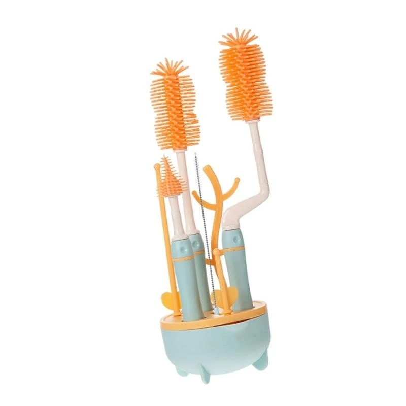 

J15U Silicone Brush for Bottle 360 Degree Rotation Baby Bottle Pacifier Cleaning Brush Water Cup Straw Brush Set Baby Product