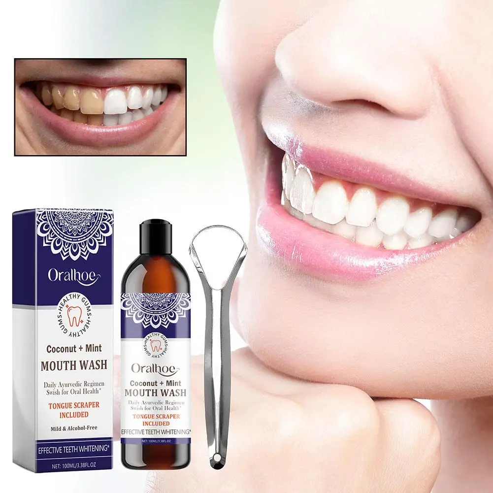 100ml Coconut Oil Mint Pulling Oil Mouth Wash Alcohol-free Tongue Oral Teeth Breath Scrape Oral Clean Whitening C4E7