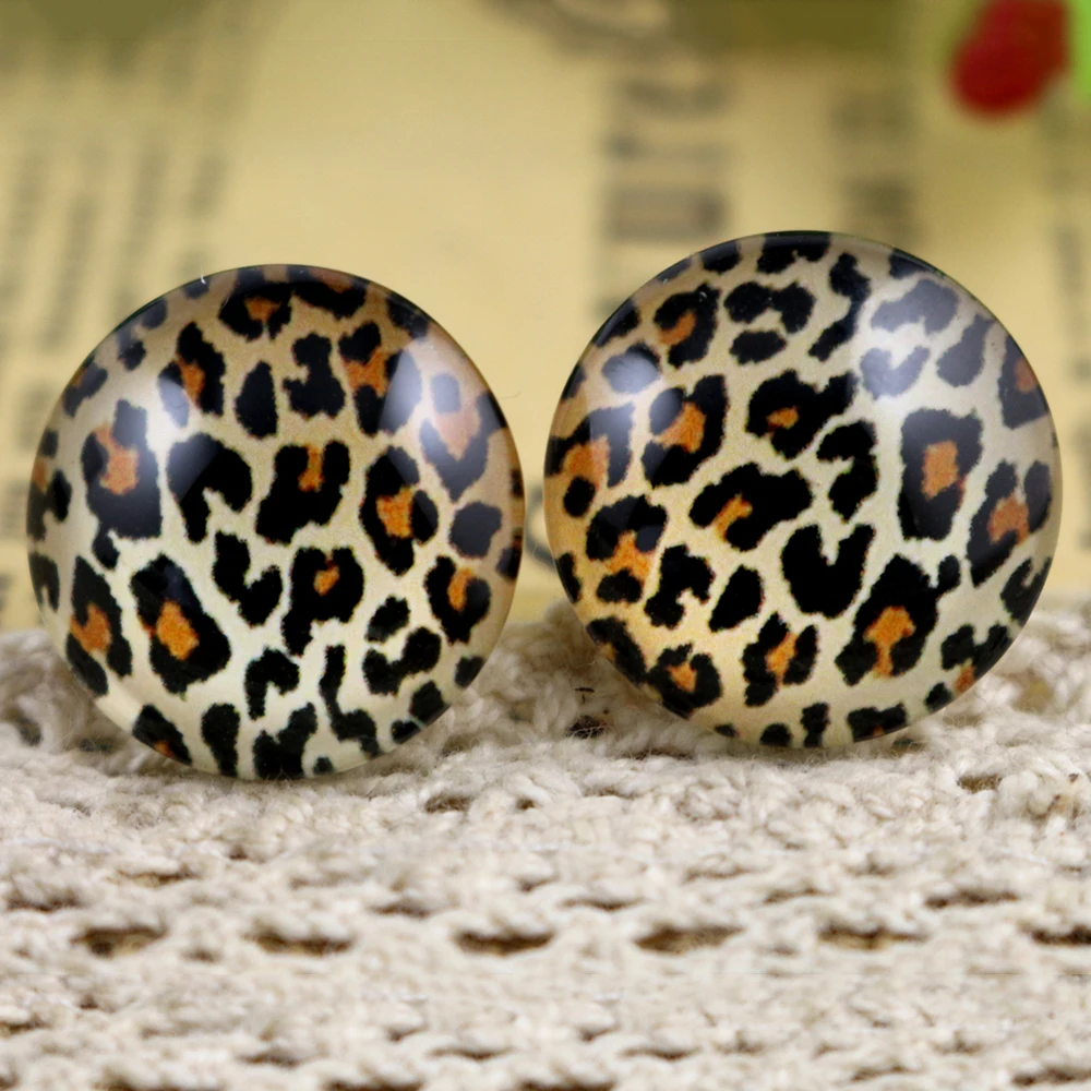 Hot Sale 10pcs 20mm Handmade Leopard Photo Glass Cabochons Pattern Domed Jewelry Accessories Supplies