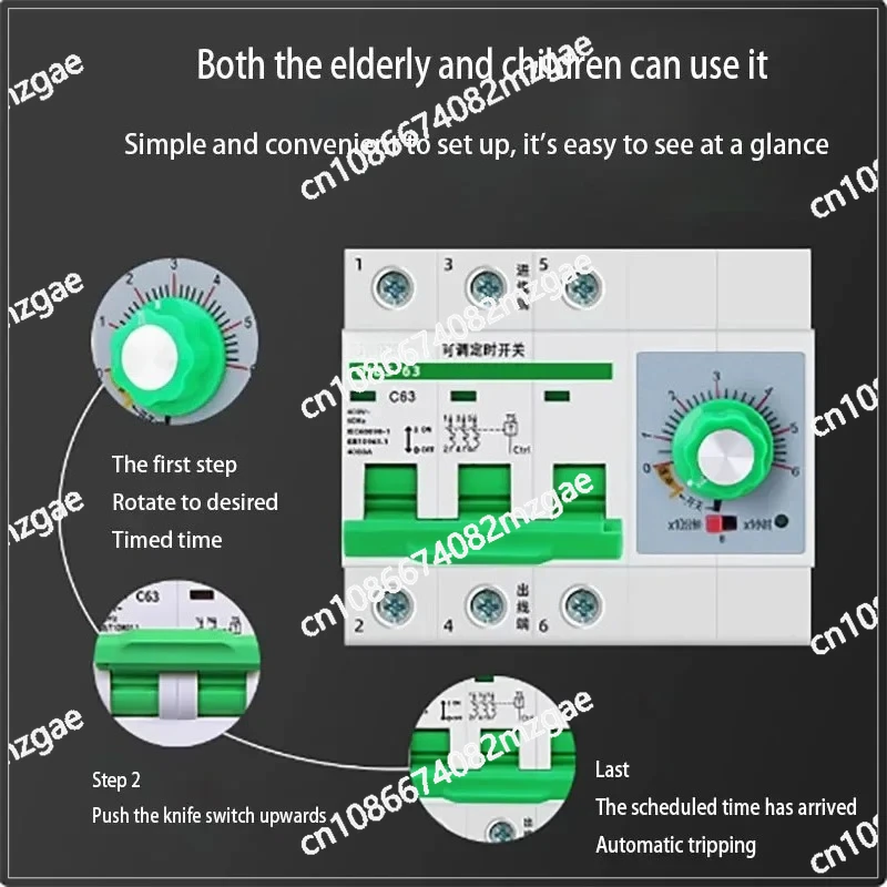 High-power Automatic Circuit Breaker Controller 380V Mechanical Knob Countdown Timer Switch