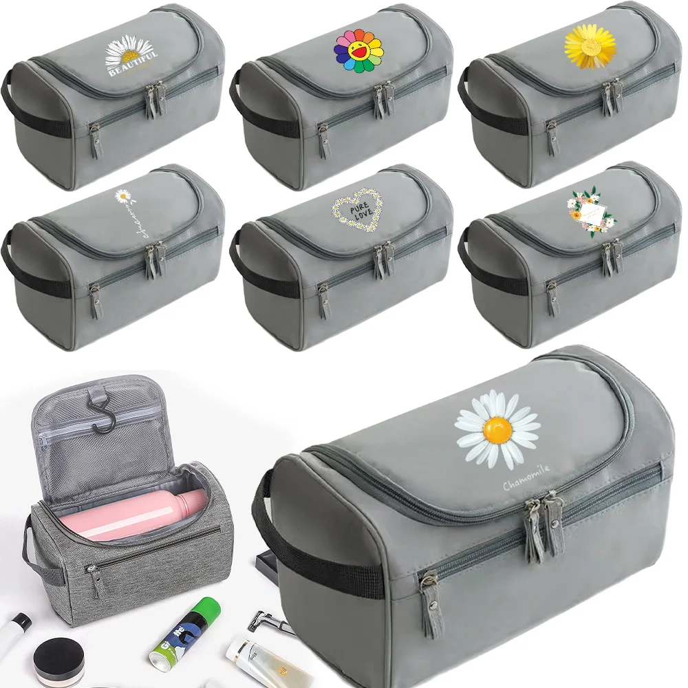 Wash Pouch Daisy Printing Series Luxurious Makeup Toiletry Storage Zipper Bag Reusable High Quality Big Capacity Storage Pack
