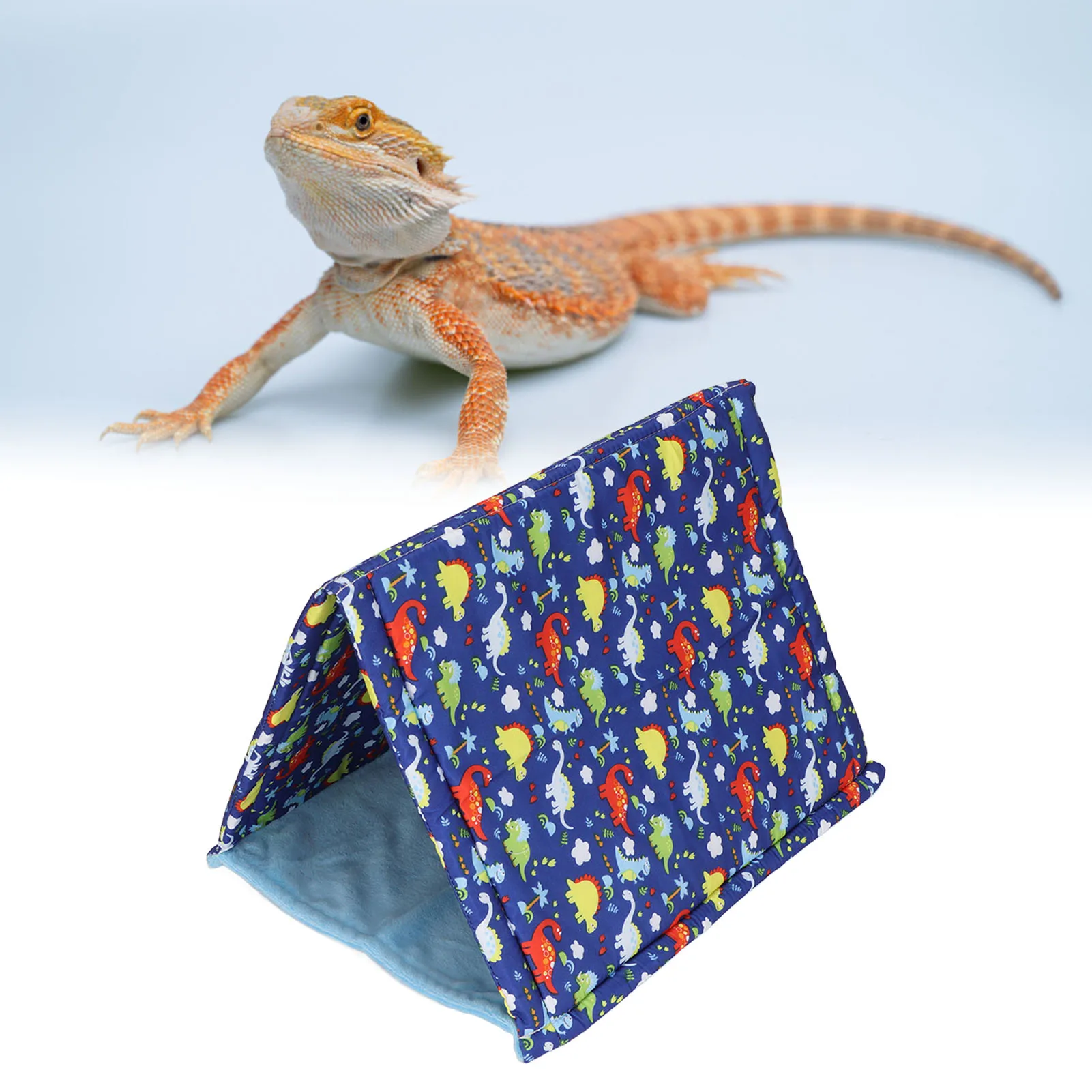 Reptile Tent Bed Cartoon Pattern Soft Triangular Warm Lizard Hide Tent Machine Washable Comfortable  for Bearded Dragon