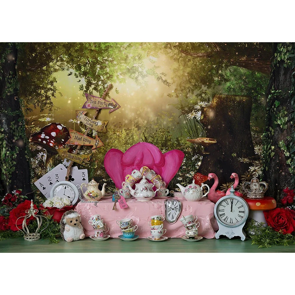 Magic Forest anak-anak latar belakang dongeng Anak baru lahir potret latar belakang fotografi kue ulang tahun pertama Smash dekorasi Studio foto