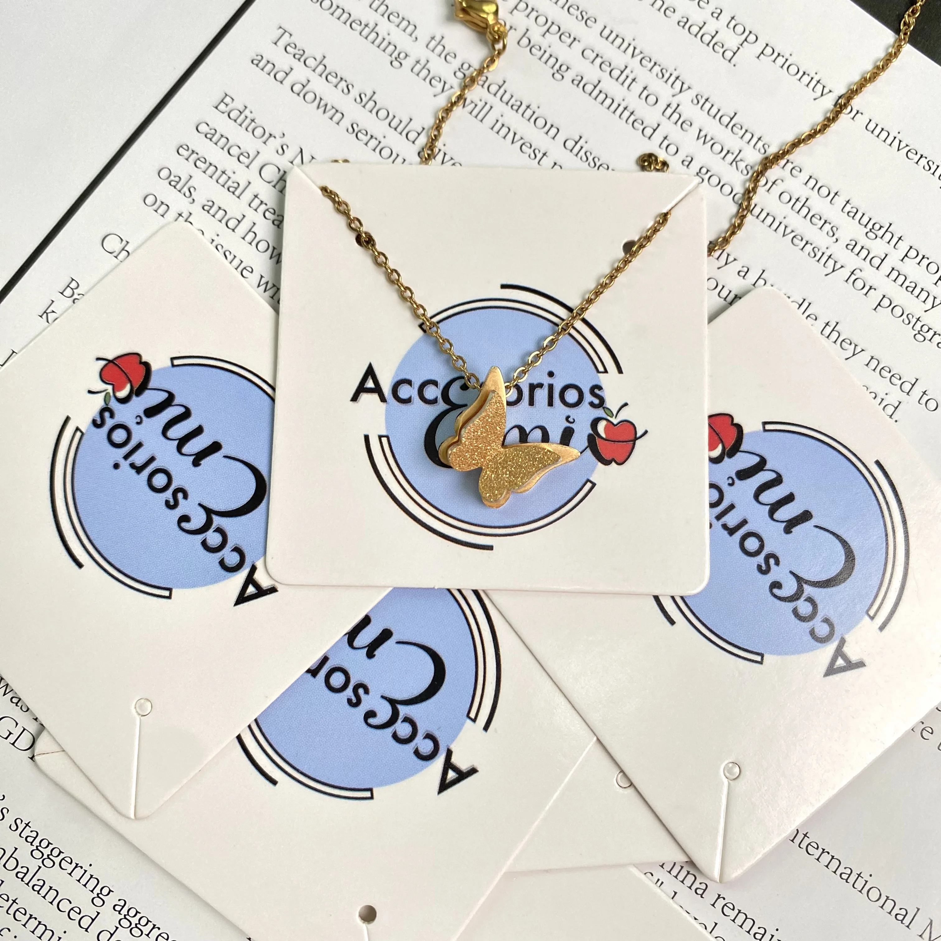 100 قطعة شعار العلامة التجارية المطبوعة مجوهرات مخصصة التعبئة بطاقة قلادة أقراط حامل عرض موقف شكرا لك بطاقات الأعمال بالجملة #1