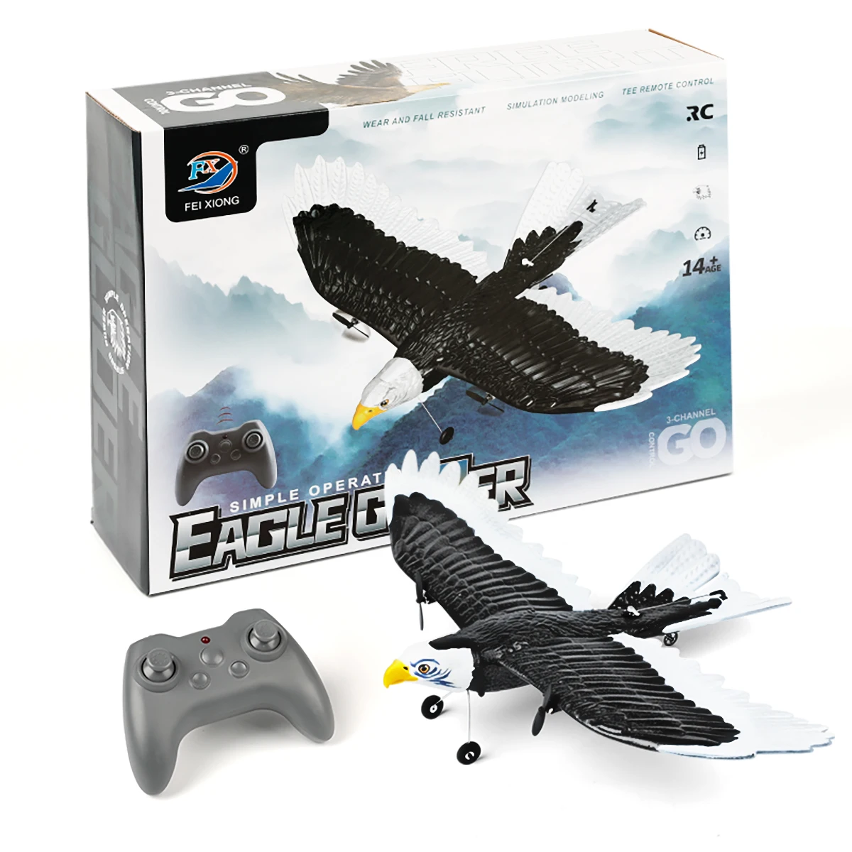 FX9651 RC Airplane 3CH Eagle Remote Control Plane 578mm Wingspan 360° Rotate EPP Foam 3D/6G Aircraft Toys for Gifts