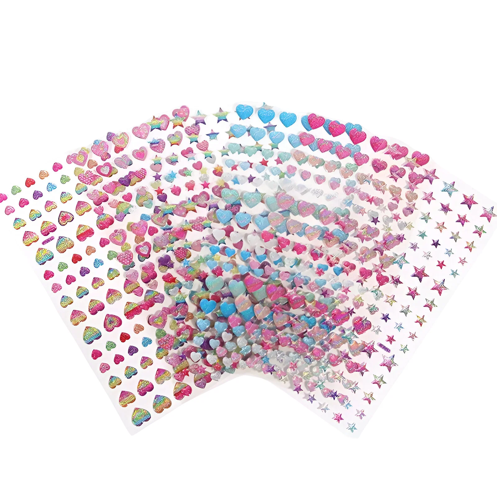 

1 шт., 3D голографические детские наклейки с блестками в форме сердца и звезды - многоразмерные наклейки для рукоделия для скрапбукинга, журналов, карточек, искусство «сделай сам»