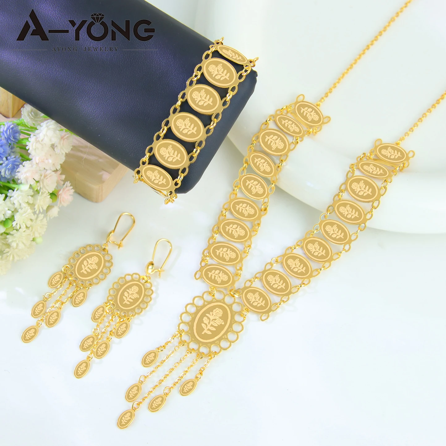 Arabische Hochzeit Gold Schmuckset 21k vergoldet türkische Münzen Anhänger Halskette Dubai Frauen Event Party Vintage Schmuck – Detail 8