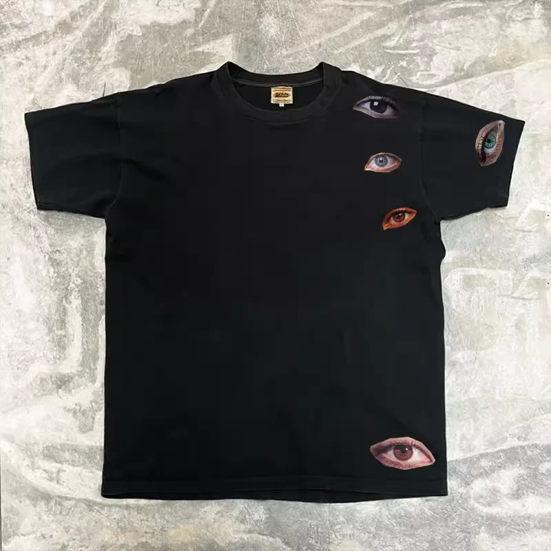 Retro Goth Eye Pattern Graphic T Shirts New Harajuku Hip Hop Y2k Top Men and Women Loose Oversized T Shirt Tops Streetwear