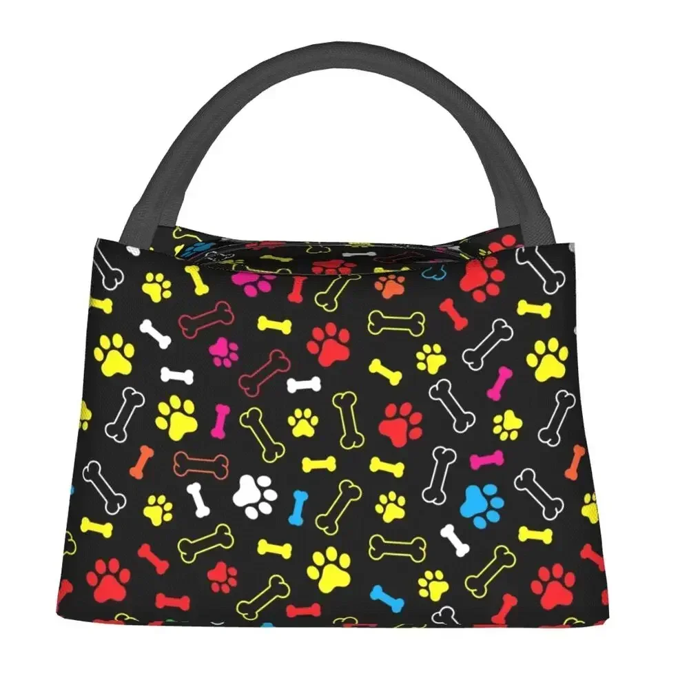 Dog Paw Bone Pattern Insulated Lunch Bag for Women Waterproof Thermal Cooler Bento Box Office Picnic Travel