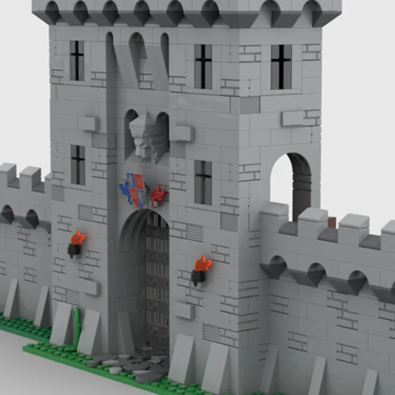 Moc blocos de construção modelo de castelo modular portão de leão tijolos técnicos diy montagem brinquedos de construção para crianças presentes de feriado