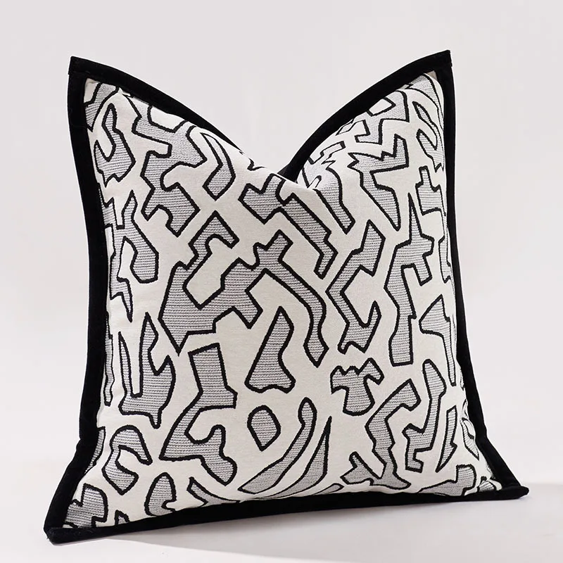 

Luxury Chenille Jacquard Cushion Cover Modern Geometric Embossed Premium Square Pillow Case Home Decor Sofa Throw Cushion Case