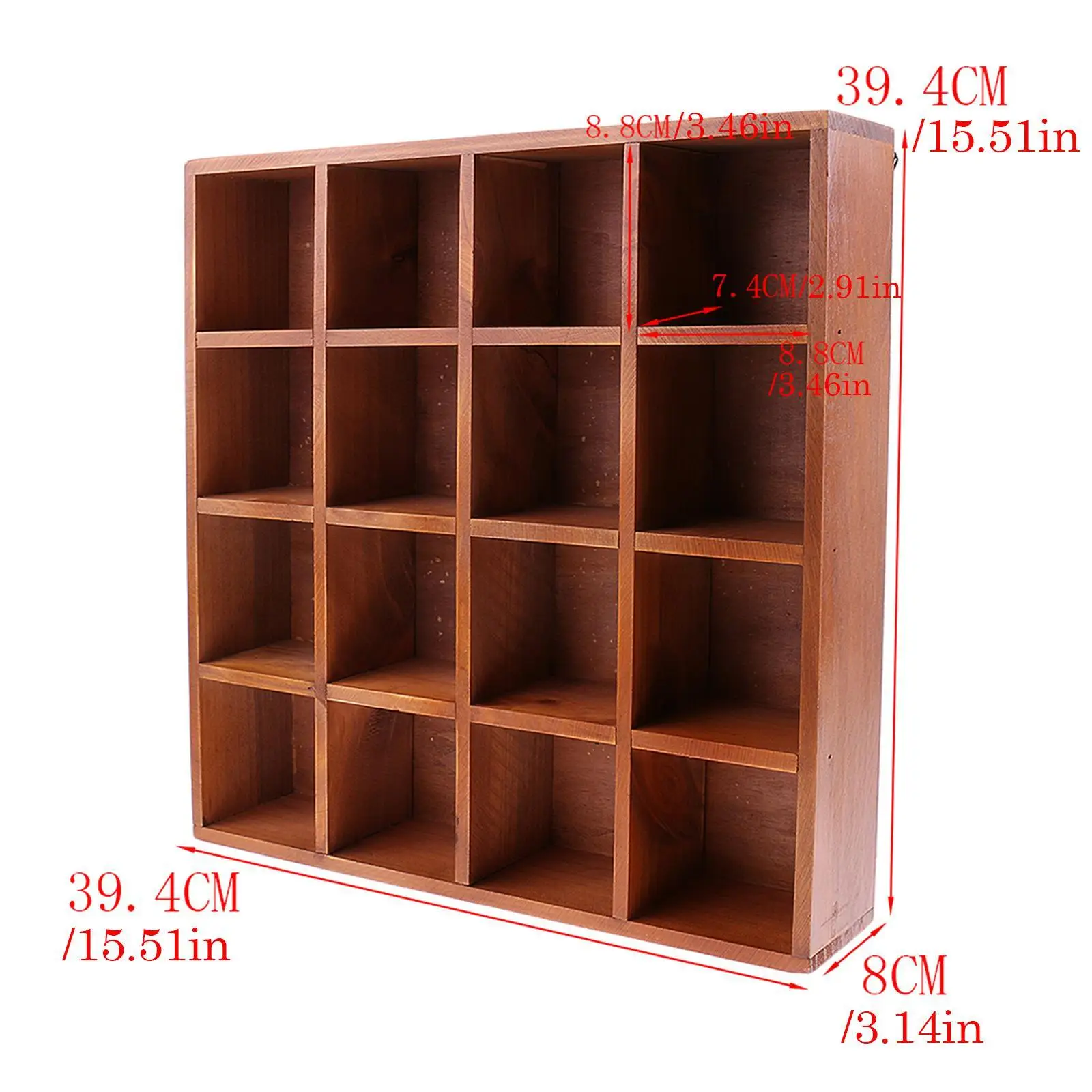 DIY Home Storage Rack Wooden Organizer Wall Mounted Cabinet with 16 Grids for Collectibles Kitchen Bedroom