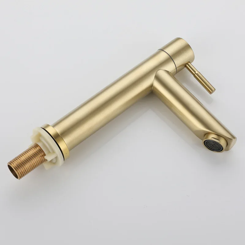 

Brushed Gold Basin Faucet Bathroom Washbasin Tap Cold Single Lever Deck Mounted Waterfall Kitchen Sink Water Tap Toilet Hardware