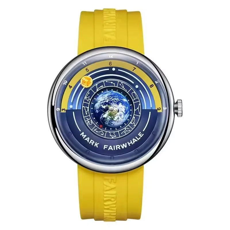 Mark Fairwhale 5700 New Original Men's Luxury Watch Brand Silicone Strap Planet Sun Moon Men's Top Quartz Watches reloj hombre