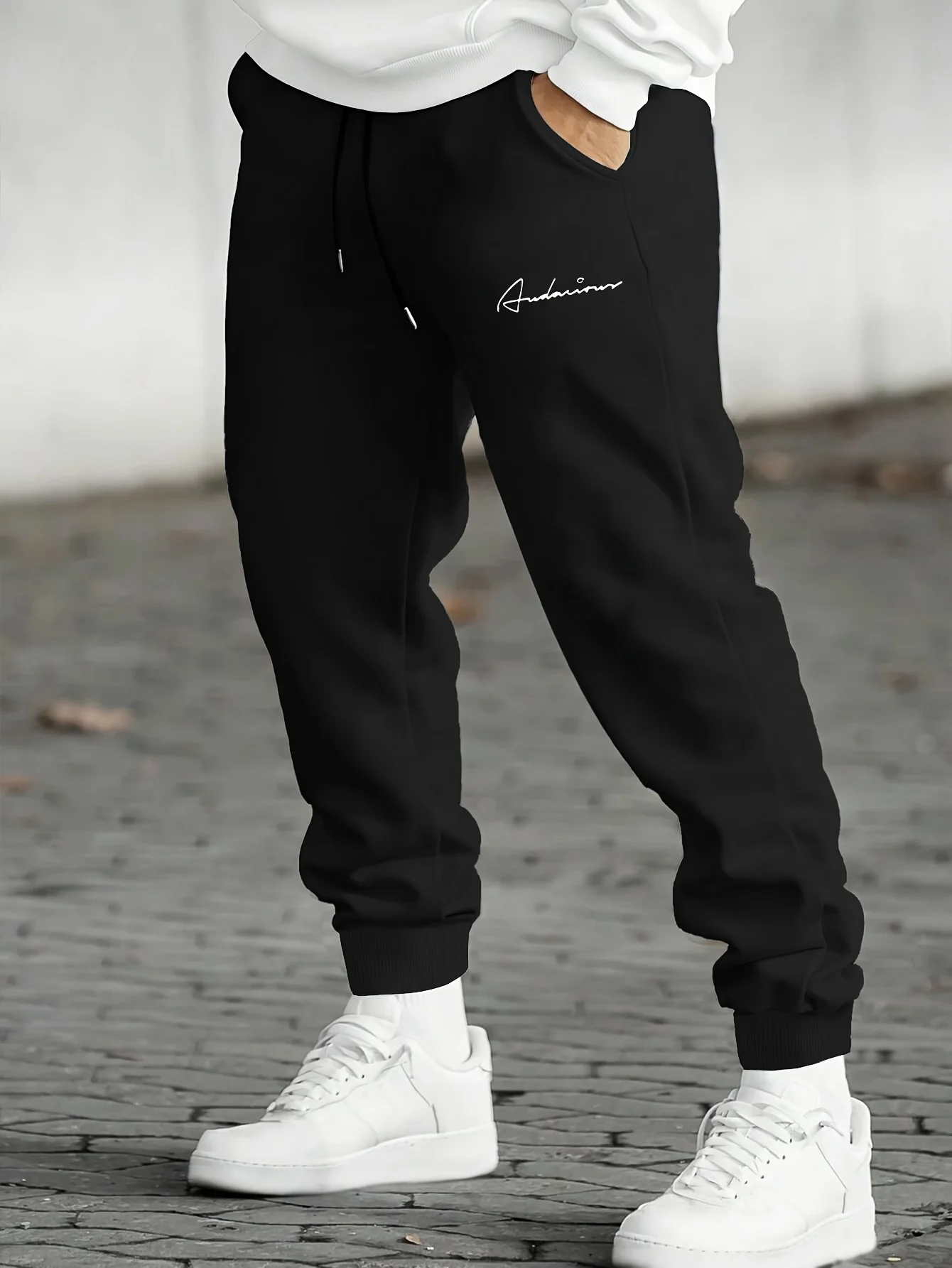 Men's Autumn Winter Printed Casual Sweatpants, Cuffed Jogger Pants, Men Casual Long Trousers for Fall Winter