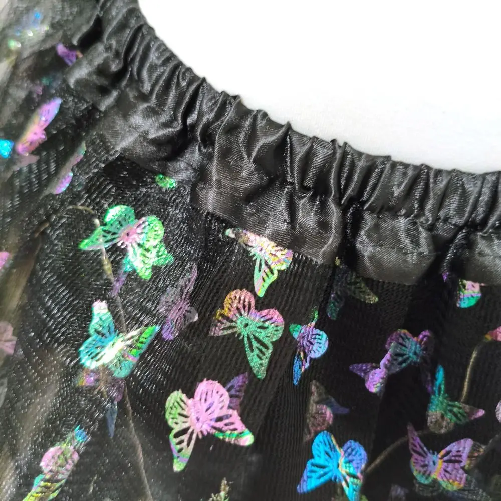40cm Adult Tutu Skirt with Liner Elastic Waist Halloween Costume Skirt Irregular Hem Printed Pattern Cosplay Skirt