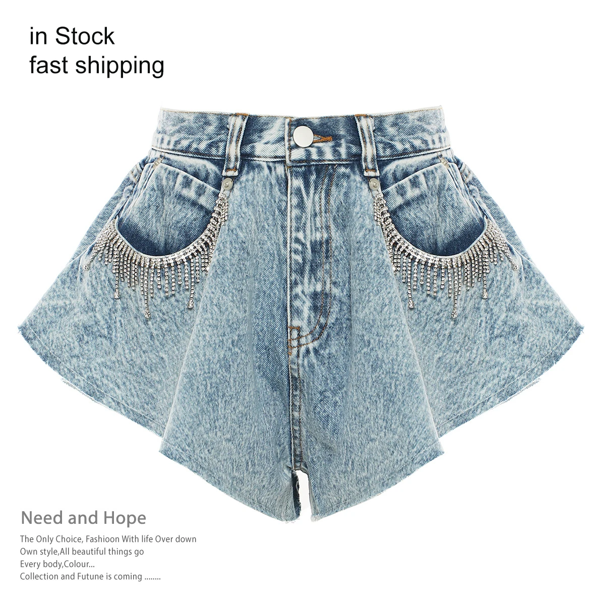 

Sexy Women's Sequined Chain Jean Shorts Skirt Mini Pockets Style Bottom XS-XXL In Stock Fast Dropshipig Service Shorts