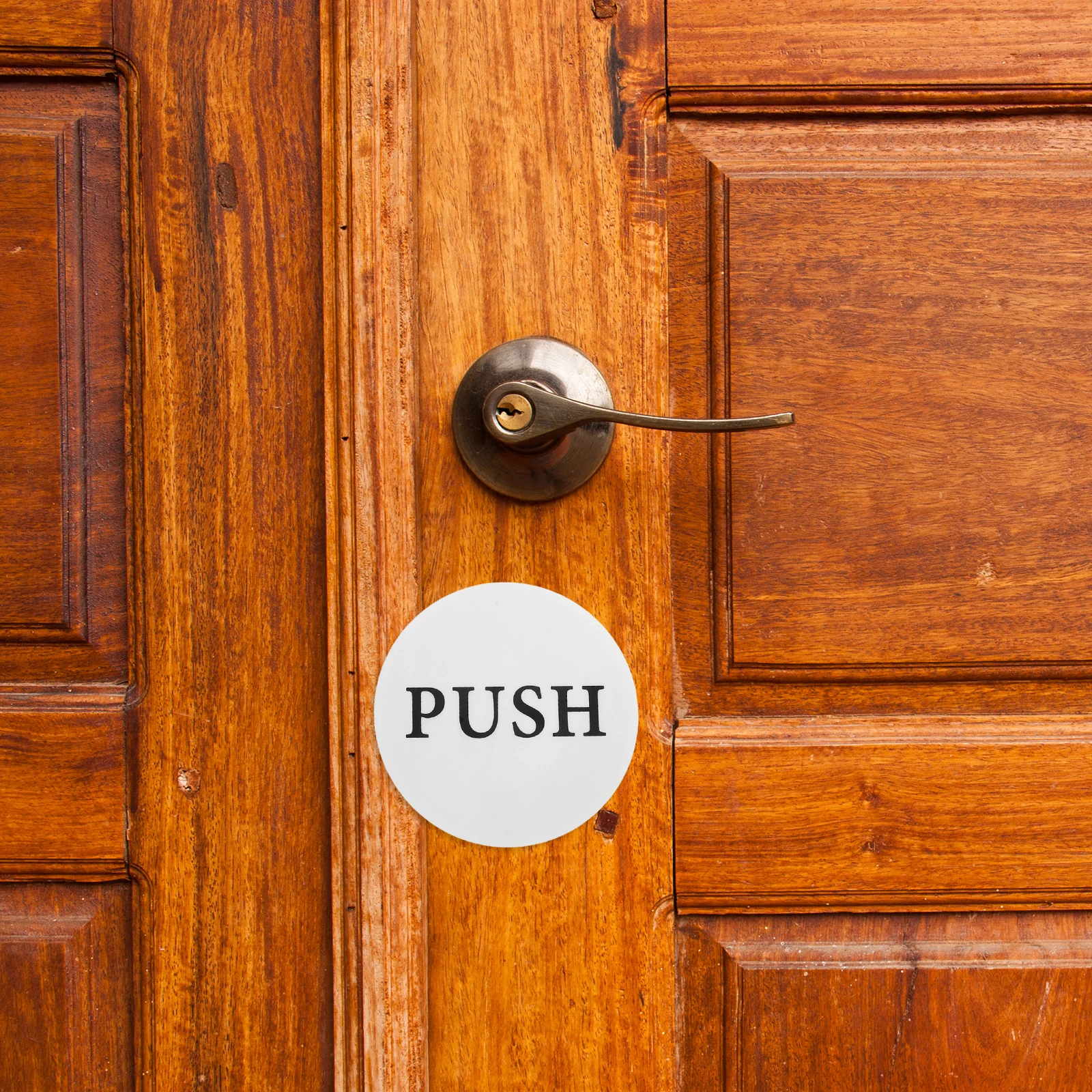 

2Pcs Self-Adhesive Acrylic Push Pull Door Stickers Round Signs for Business Cafes Shops Offices Marker Push Pull Door Marker