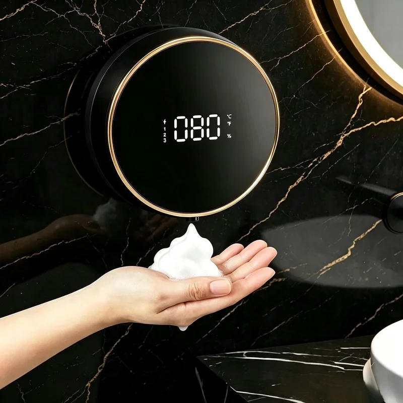 Touchless Wall‑Mount Foaming Soap Dispenser USB Rechargeable LED Temperature Display for Bathroom Kitchen Commercial Scenarios
