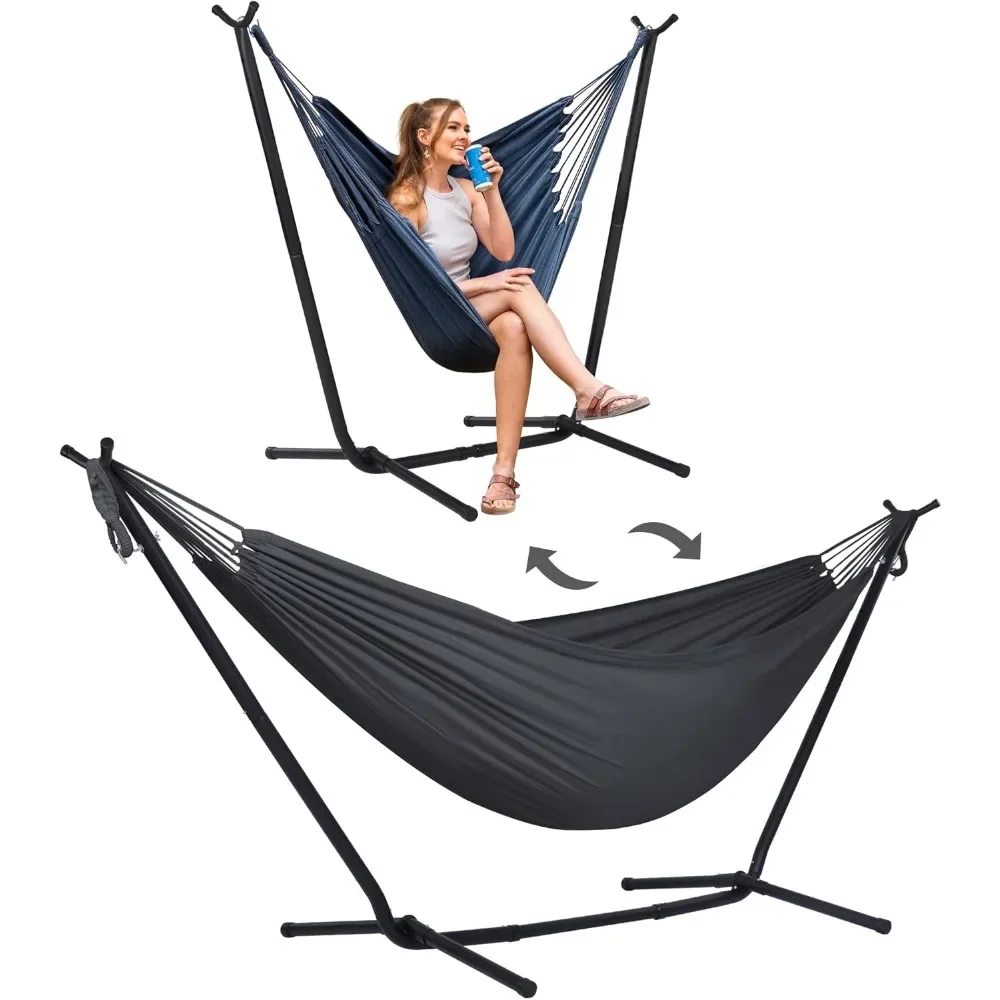 

2-in-1 Hammocks Convertible Portable Double Hammock with Stand Included, Outdoor Hammock and Stand, Patent Pending, Dark Grey