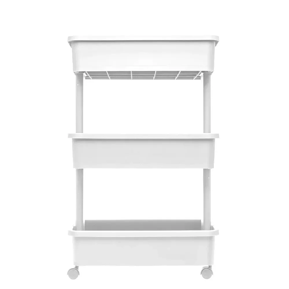 

3-Tier Plastic Multi-Purpose Rolling Laundry Cart, Arctic White, Case Pack 1