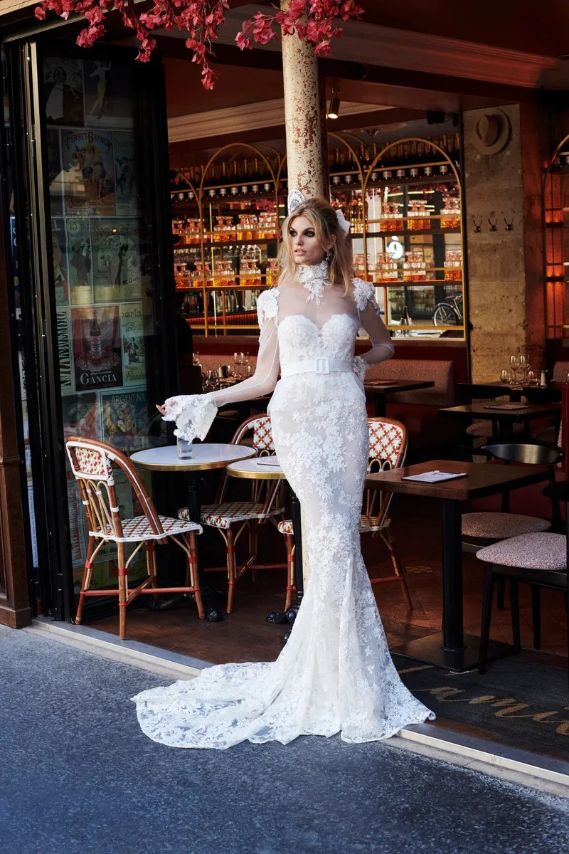 Vestido Novia 2 En 1 Desmontables 2024 Свадебное платье с длинными рукавами De Sereia Кружевные свадебные платья Abiti Da Sposa Sartorial Simple