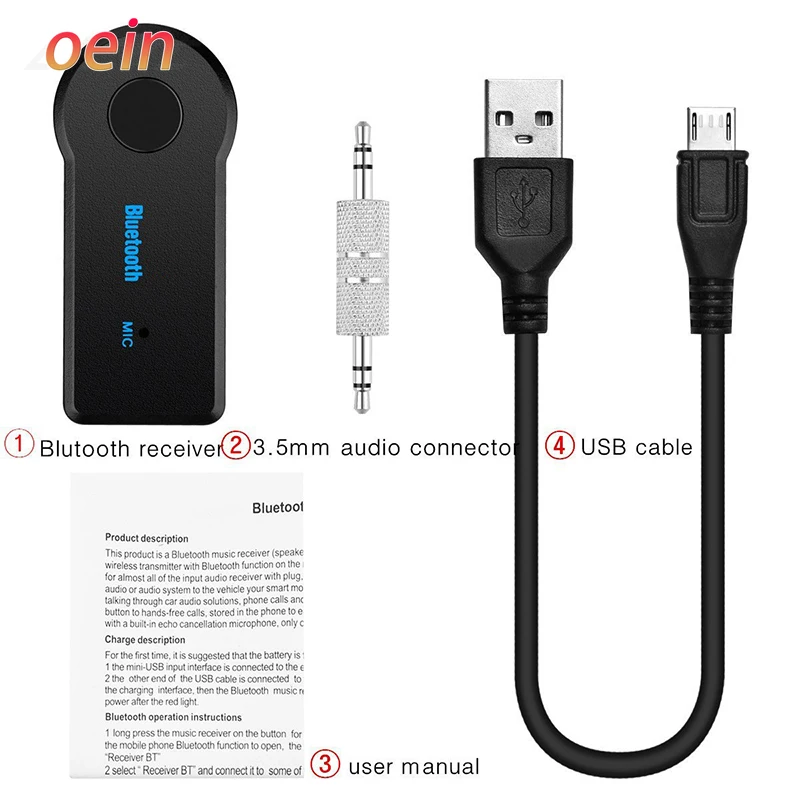 2 in 1 Bluetooth 5.0 Receiver Wireless Handsfree Transmitter Adapter Music Audio Aux A2dp Headphone 3.5mm Jack For Car Converse