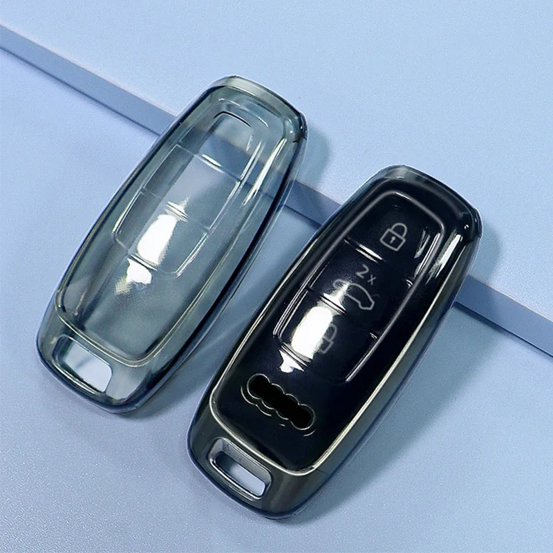 Soft TPU Car Key Case Cover Protector for 2018-2021 Audi A6 A6L A7 A8 C8 Q5 Q7 Q8 D5 E-Tron Coupe Keyless Shell Car Accessories