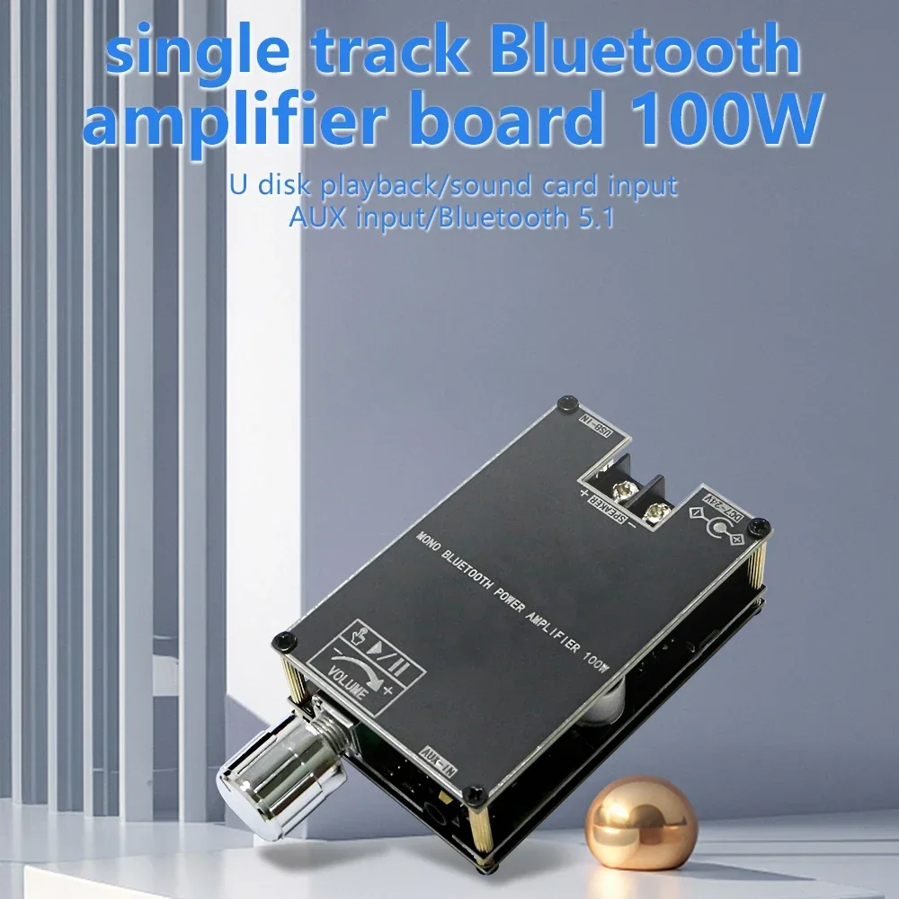 

ZK-1001B Mono 100W Bluetooth 5.1 Audio Power Amplifier Module DC7-24V Power Amplifier Chip TPA3116 With TWS Box Function