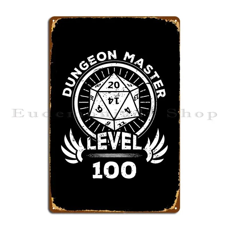 Level 100 Dungeon Master Rpg Gamer Gift Metal Plaque Cinema Living Room Customize Garage Painting Tin Sign Poster
