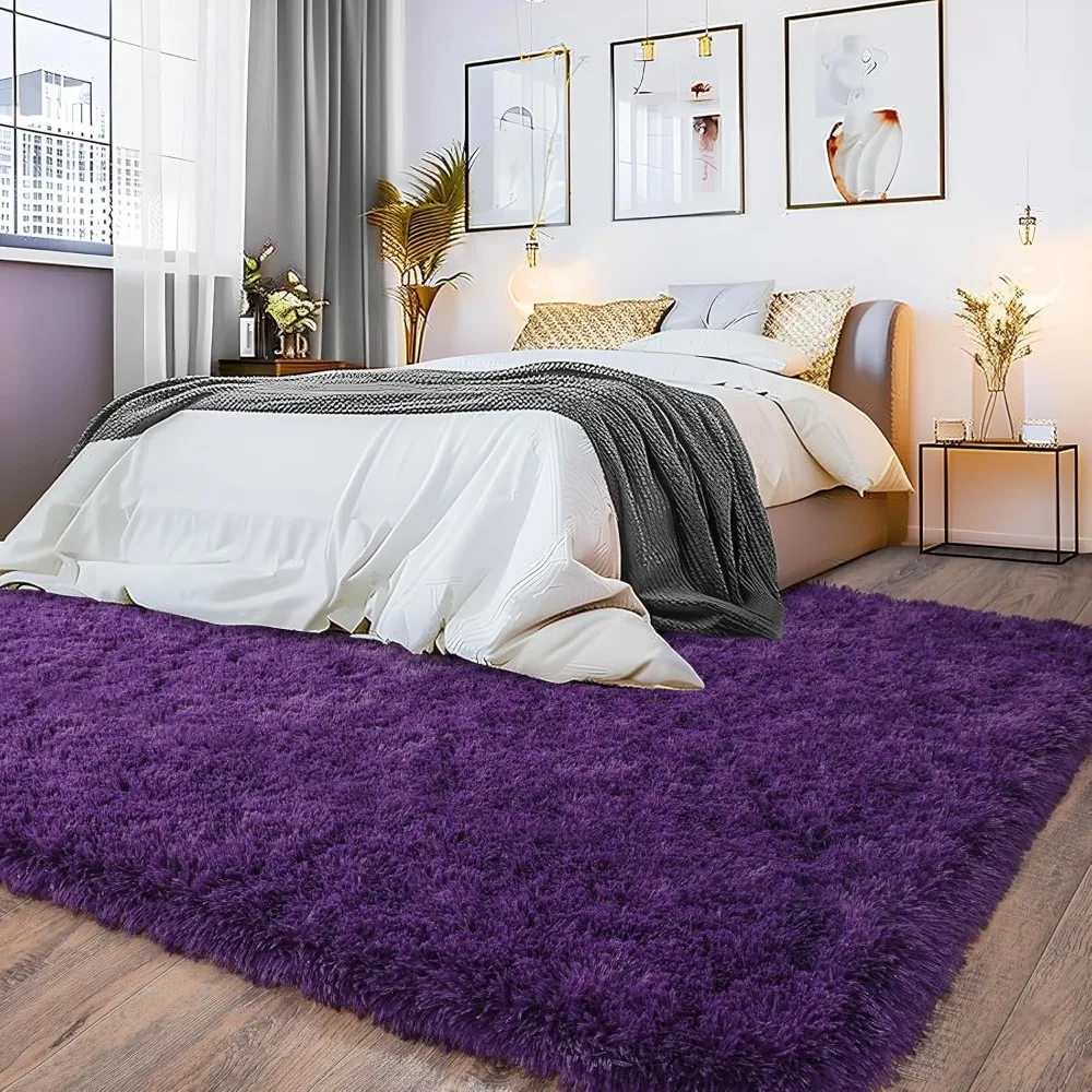 9x12 tapetes grandes para sala de estar, tapete grande roxo ultra macio para quarto berçário, tapete de pelúcia fofo moderno para crianças