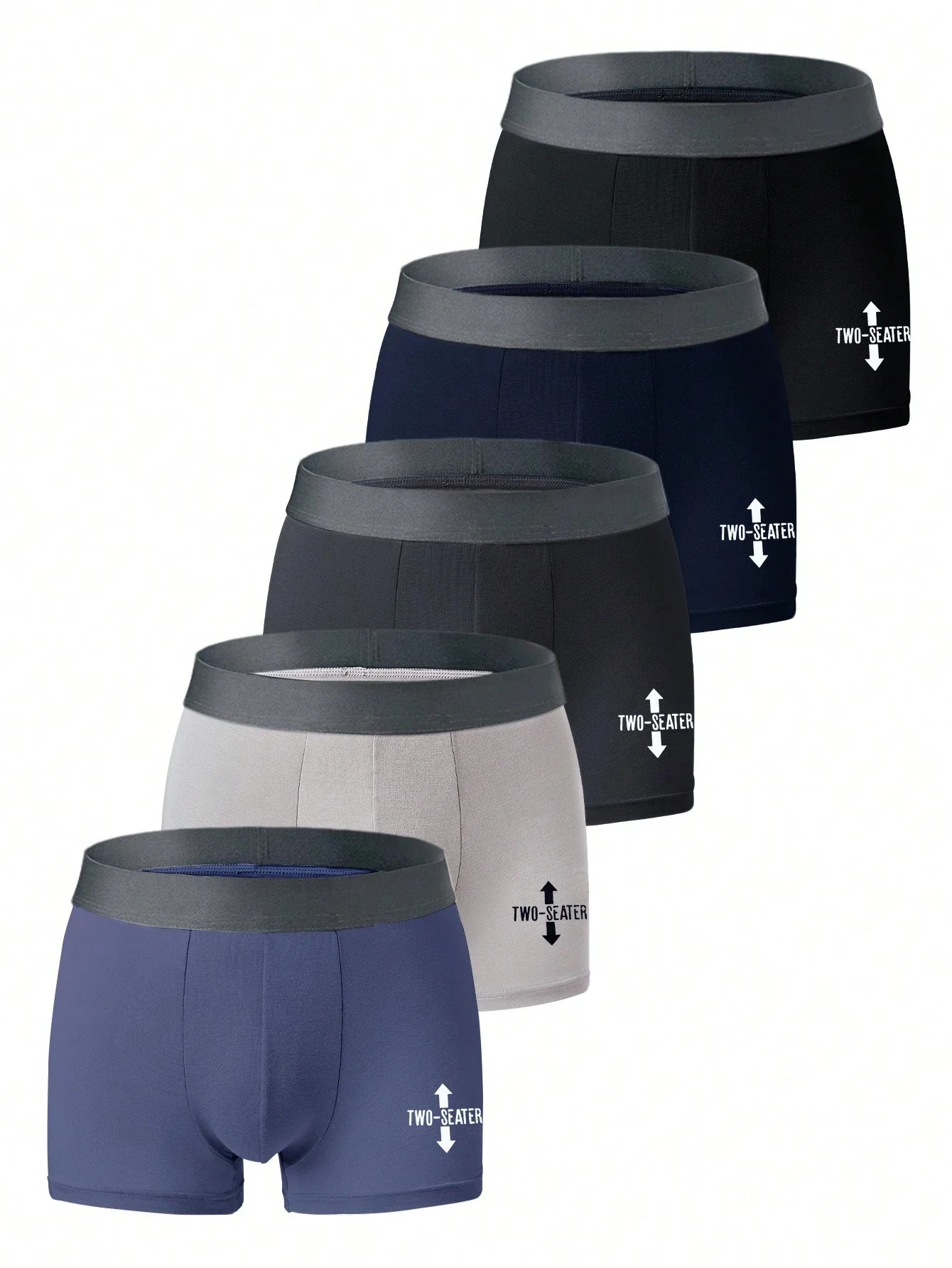 

Mens Boxer Briefs Breathable Plus Size Underwear 4 Seasons 5pcs Set
