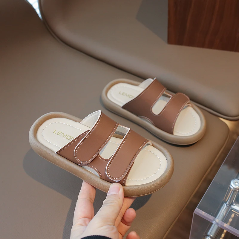 Summer New Casual Boy Girl Open-toe Sandals Medium Big Children's Soft-soled Slippers Flats Size 26-35