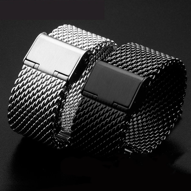1.0 سلك غرامة شبكة حزام (استيك) ساعة الفولاذ المقاوم للصدأ حزام حزام ساعة اكسسوارات 18 مللي متر 20 مللي متر 22 مللي متر 24 مللي متر العالمي معصمه اكسسوارات