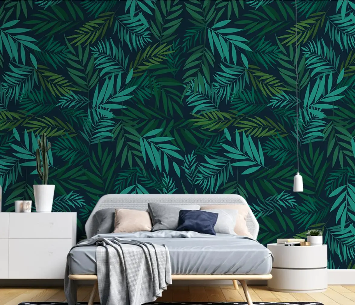 

beibehang custom green tropical rainforest photo art wallpaper for living room decor TV background 3D wall paper decoration