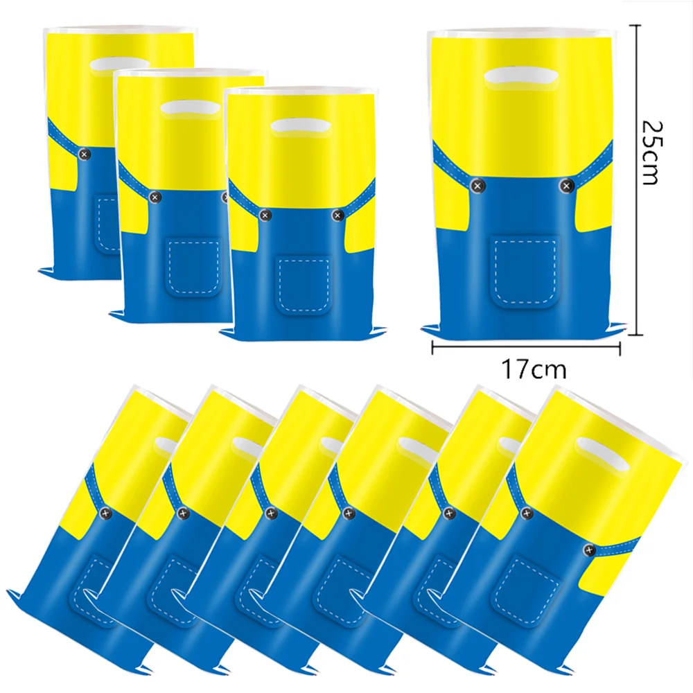 Miniones 테마 어린이 소녀 선물, 생일 축하, 노란색 바나나 파티 선물, 서프라이즈 캔디 백 장식, 로트 당 10 개