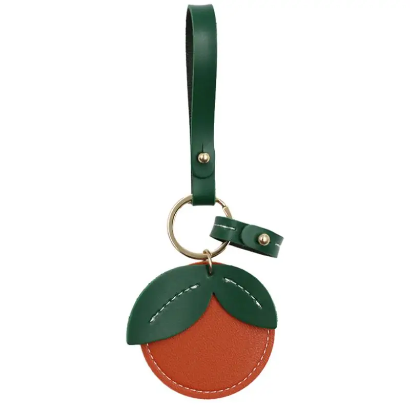 Locator Case Keychain PU Orange Shaped Keychain For Access Card Novelty Keychains For Women's Fashion For Wallet Belt School Bag