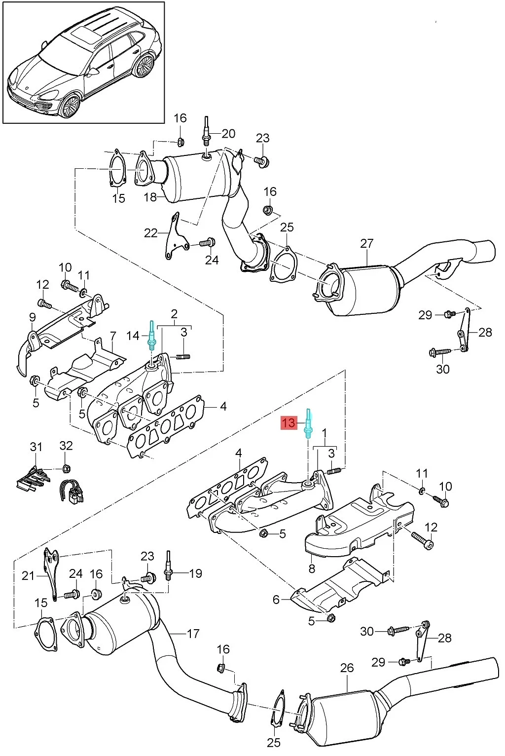 95860617410 06E906262H rear right Oxygen Sensor for Porsche Cayenne Panamera 970 3.0T engine